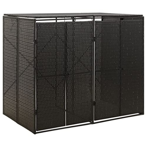 Revera Doppelte Mülleimer Schwarz 140 x 80 x 117 cm aus Polyrattan