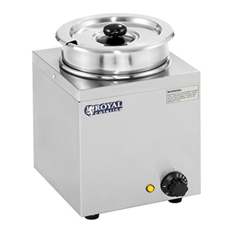 Royal Catering - RCBM-1/4R - Bain Marie Suppenstation mit Ablasshahn Chafing Dish (2,75 L, 1 x 150 W, Inklusive Deckel, 30-110 ° C, beheizbarer Tank)