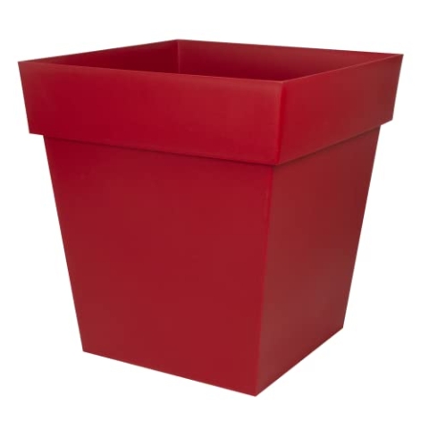 EDA - Blumentopf, quadratisch, Toskana, 50 cm, Volumen 87 l, 49,5 x 49,5 x 52,5 cm, Rubinrot