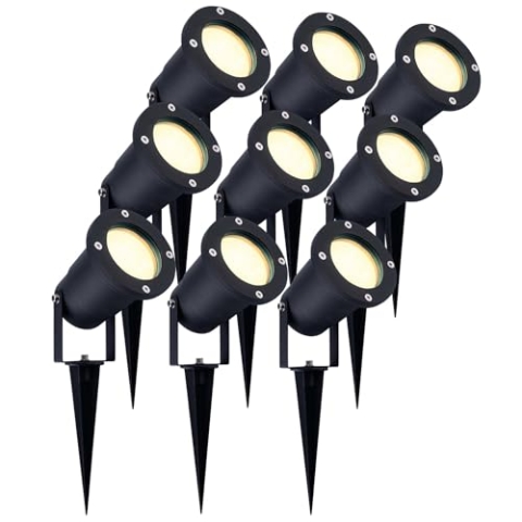 Ledvion - 9X LED Strahler, Aluminium, IP65, 5W, 2700K, 1 Meter Kabel, LED Spot, Garten Spot
