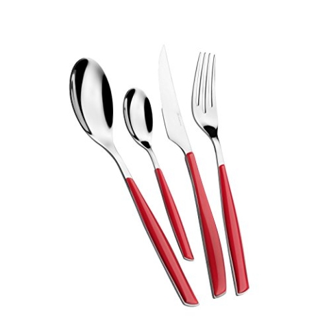 BUGATTI, Glamour, 24-teiliges Besteckset aus Edelstahl 18/10 und ROTEM Griff. 6-Personen-Besteckset bestehend aus 6 Löffeln, 6 Gabeln, 6 Messern und 6 Kaffeelöffeln