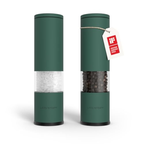 LARS NYSØM Salz und Pfeffer Mühle 2er Set Manuell mit einstellbarem Keramik-Mahlwerk von grob bis fein I Design Gewürzmühlenset (2 Stück) (Pine Green)