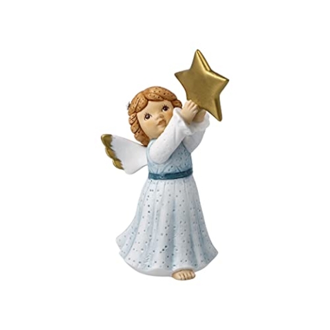 Goebel X-Mas Nina & Marco Engels-Figur Winterengelchen mit Goldenem Stern aus Porzellan Mehrfarbig, Maße: 6cm x 8cm x 13cm, 11-750-78-1