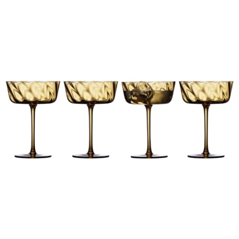 Lyngby Glas Vienna Champagner-Schale, Sektglas, Cocktailglas, 35 cl, 4 Stck., Amber