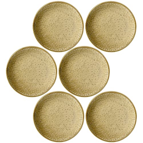 Leonardo Matera Keramik-Teller 6er Set, mikrowellengeeignet, spülmaschinengeeignete Speise-Teller beige, Ess-Teller mit Rand Ø 16,3 cm 018371