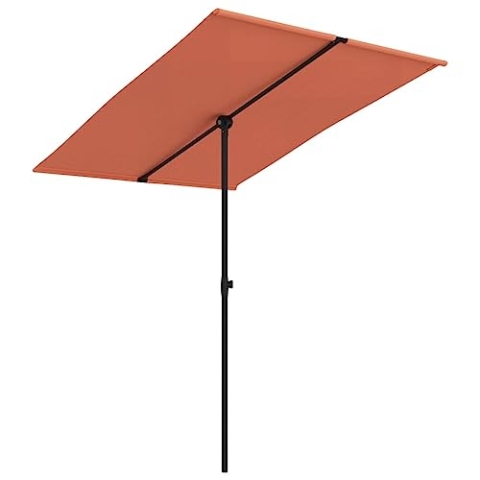 vidaXL Sonnenschirm mit Aluminium-Mast Höhenverstellbar Drehbar Ampelschirm Gartenschirm Marktschirm Strandschirm Schirm Sonnenschutz 2x1,5m Terracotta-Rot