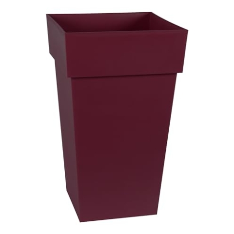 EDA - Blumentopf, quadratisch, hoch, Toskana, Volumen 62 l, 39 x 39 x 65 cm, Burgunderrot