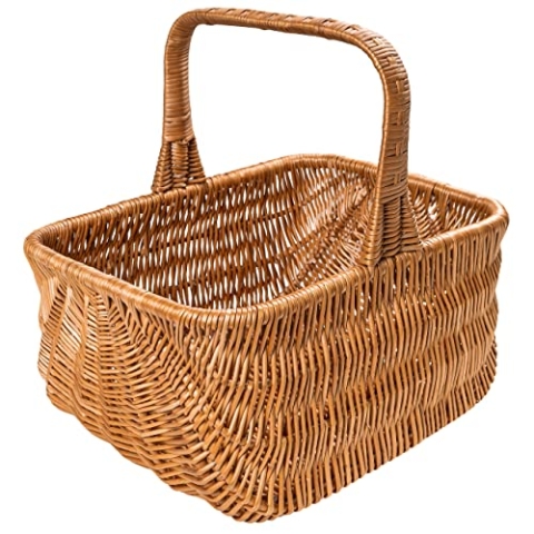 Creative Home Holländischer Einkaufskorb Weidenkorb mit Henkel Picknickkorb | 42 x 32 x 40 cm (+/- 1 cm) | Handgeflochten | Naturbraun | Universell und Langlebig Groß Osterkörbchen Geflochten