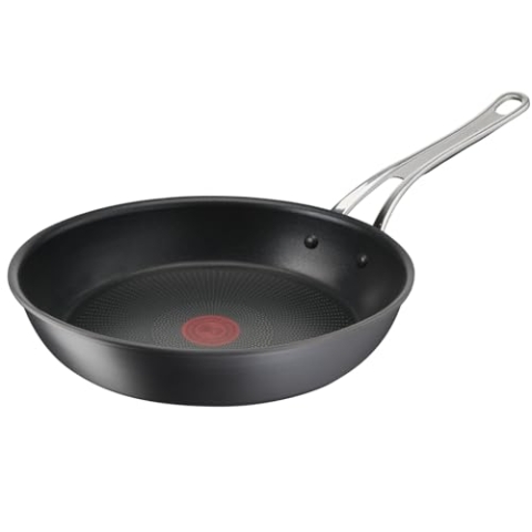 Tefal Jamie Oliver Cook's Classics Bratpfanne, 28 cm, antihaftbeschichtet, ofenfest, Induktion, genieteter Griff, harteloxiertes Aluminium, H9120644, Schwarz