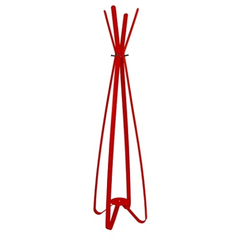 Gorillz Modi Eight Garderobenständer stehend rot (167 x 45 x 45 cm) I eleganter Kleiderständer aus robustem Stahl mit 4 Garderobenhaken I Platzsparende Garderobe in schlichtem Design