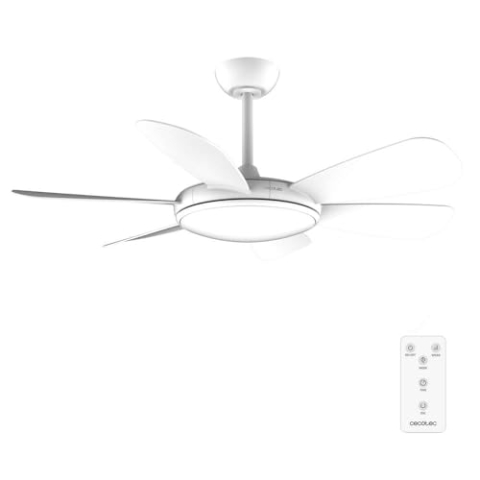 Cecotec - Deckenventilatoren mit Licht EnergySilence Aero 5200 White Pro, 36 ​​W Motor DC und 52 Zoll, Licht LED, Distanzwind-LED, Timer, 6 Flügel und Wintersommer Modge