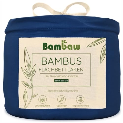 Marineblau Betttücher ohne Gummizug aus Bambus | Kühlendes 180x290 cm Bettlaken | Allergie Bettwäsche | Angenehme Bettlaken für den Sommer | Bettwäsche Bambus | Marineblau Bettlaken | Bambaw