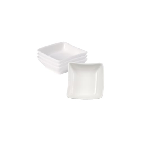 Villeroy & Boch NewWave Dipschälchen 4er Set, Servierschälchen 8,5 x 8,5 cm, Schälchen in geschwungener Form, Premium Porzellan, Weiß