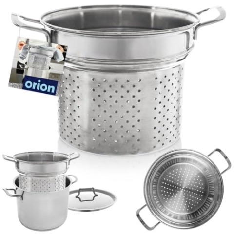 ANETT Nudelkoch-Einsatz 8 L Edelstahl 24 cm Silber ohne Deckel mit 8 kg Fassungsvermögen und 769 g Gewicht