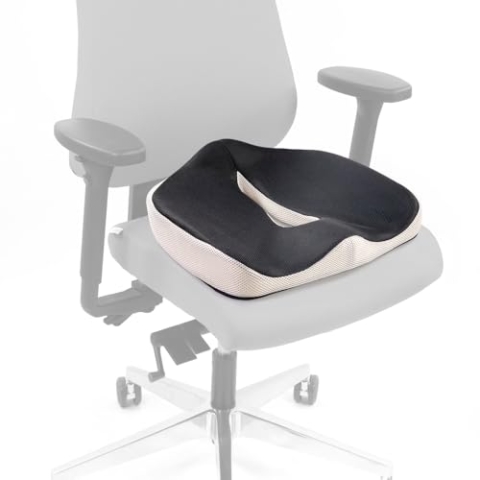 hjh OFFICE Orthopädisches Sitzkissen MEDISIT VII kühlend & atmungsaktiv, Ergonomisches Steißbeinkissen, Schaumstoff/Gel Polsterung, Schwarz