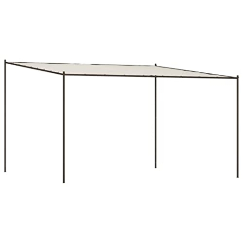 vidaXL Pavillon, Gartenpavillon Überdachung Stahlrahmen, Pergola Vordach für Terrasse Garten, Partyzelt Sonnnenschutz, Weiß 4x4m 180g/m² Stoff Stahl