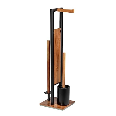 WENKO Stand WC-Garnitur Rivalta Acacia mit Toilettenpapier- und Ersatzrollenhalter Braun