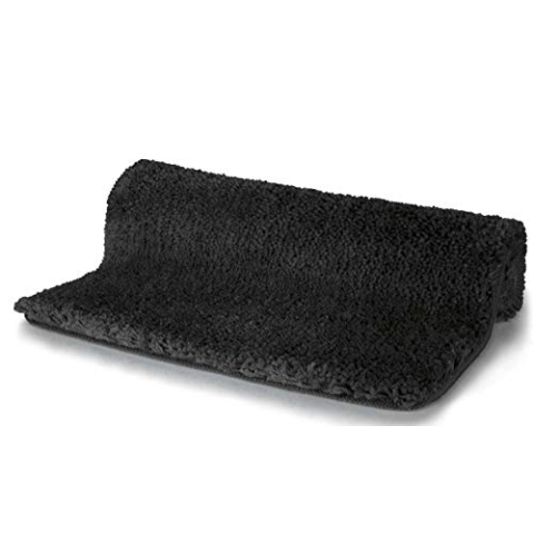 Spirella Badteppich Badematte Duschvorleger Mikrofaser Hochflor | flauschig | rutschhemmend | geeignet für Fußbodenheizung | 70x120 cm | Schwarz