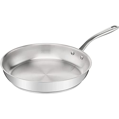 Tefal Pierre Gagnaire Pfanne aus Edelstahl, 24 cm, Wärmeverteilung, genieteter Griff, robust, elegantes Design, für alle Herdarten, auch Induktion, H8220402