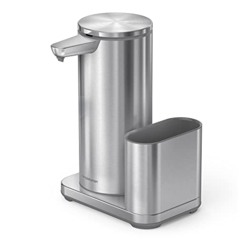 Simplehuman wiederaufladbarer Sensorspender für Flüssigseifen aus Edelstahl mit Caddy, 414ml, ST1077