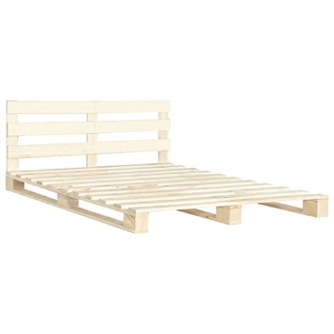 vidaXL Kiefernholz Massiv Palettenbett Palettenmöbel Massivholzbett Bett Holzbett Futonbett Bettgestell Bettrahmen Doppelbett 140x200cm