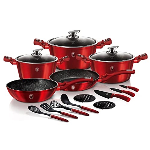 Berlinger Haus 17 Teile Kochgeschirr Set - Weinrot