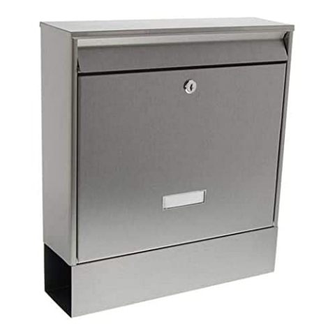 BURG-WÄCHTER Briefkasten mit Zeitungsfach und Namensschild, Rostfreier Edelstahl, Einwurf-Format DIN C4, 2 Schlüssel, SECU LINE 2600 NI