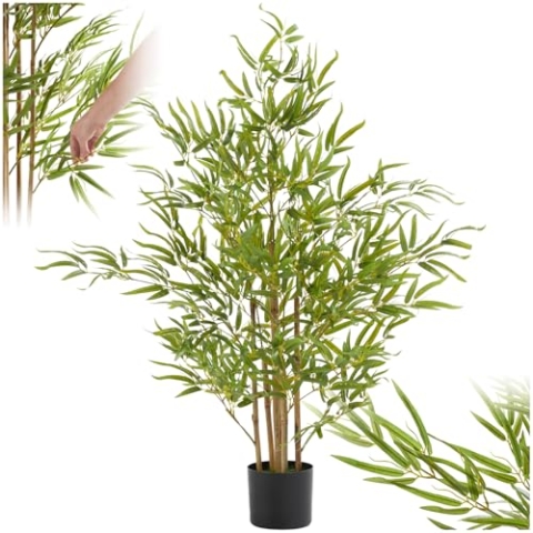 tectake® Bambus künstliche Zimmerpflanzen, Kunstblumen wie echt, künstliche Pflanzen, Deko Wohnzimmer, Küche, Badezimmer Deko, Schlafzimmer Deko, Frühlingsdeko, Fake Plant - 120 cm