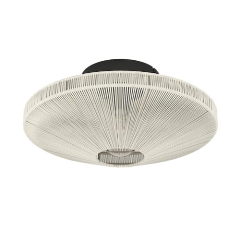 EGLO Deckenlampe Midsumer, Deckenleuchte aus Stoff, Deckenbeleuchtung Japanisch aus Metall in Schwarz und Naturgarn in Creme, Wohnzimmerlampe mit E27 Fassung, Ø 38 cm