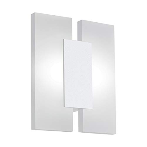 EGLO LED Wandleuchte Metrass 2, 2 flammige Deckenlampe, Wandlampe modern, Wandbeleuchtung für Innen aus Aluminium in Weiß und satiniertem Kunststoff, Wohnzimmerlampe, LED Flurlampe warmweiß