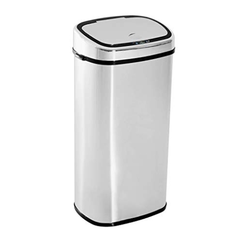 HOMCOM Sensor Mülleimer 68L Automatik Mülleimer mit Bewegungssensor, Wasserdichter Abfalleimer für Büro, Schlafzimmer, Küchen Edelstahl Silber