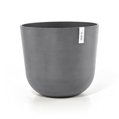 Ecopots Blumentopf Oslo Grau - Durchmesser Ø 35 cm rund groß - Pflanzentopf aus Recycling Kunststoff - Übertopf modern für Indoor und Outdoor