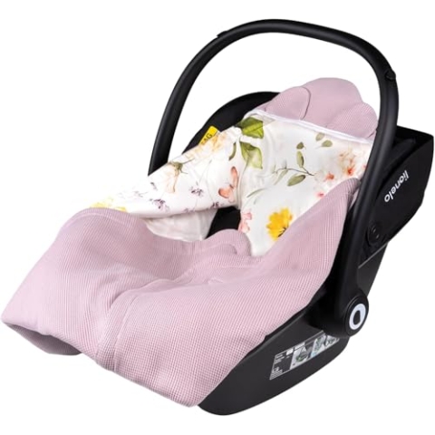 Lionelo TRAVEL Swaddle Blanket Warmes Babytuch für Kindersitz, Tragetasche, Kinderwagen, Ganzjährig, Weiche Babydecke 90x90 cm, Klettverschluss, 100% Baumwolle