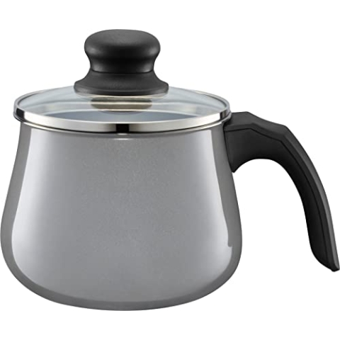 WMF Fusiontec Mineral Milchtopf mit Gladeckel 12 cm, Kochtopf Induktion, High-Tech Keramik, backofenfest, kratzfest, grau