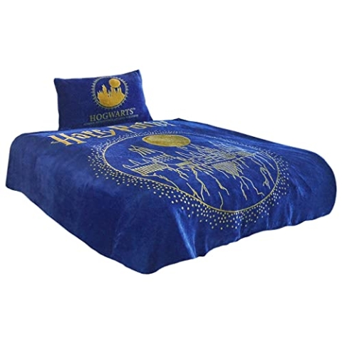 sarcia.eu Harry Potter Bettwäsche-Set aus Vlies 135x200 cm, blau, gelb, ÖKO-TEX