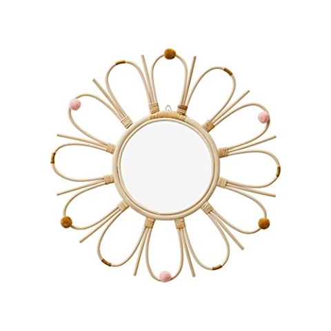 VERTBAUDET Sunshine Spiegel aus Rattan mit Pompons, natur, TU