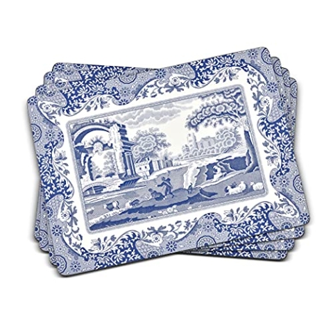 Portmeirion Home & Gifts Italienische Tischsets S/4 (s), MDF, Kork, blau/weiß, L