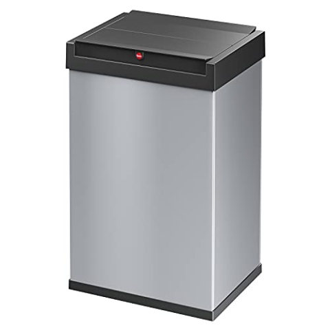 Hailo Big-Box Swing L Mülleimer - 1 x 35 Liter - selbstschließender Schwingdeckel - Stahlblech - Müllbeutel-Klemmrahmen - Mülleimer Küche rechteckig - Abfalleimer made in Germany - silber