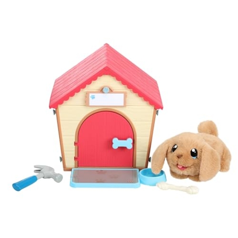 Little Live Pets – My Puppy's Home: interaktiver Hund mit DIY-Hundehütte zum Selbstaufbauen und spannendem Überraschungsmoment. Über 25 Verschiedene Geräusche und Reaktionen, Spielmuster wiederholbar