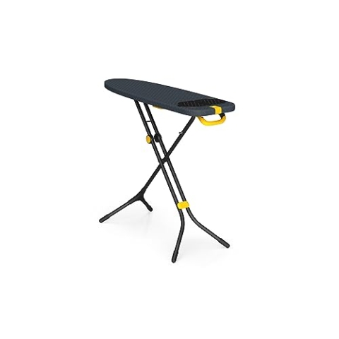 Joseph Joseph Glide Plus Bügeltisch mit kompakten Beinen und integrierter Dampfbügeleisenablage, 110 x 33 cm, Tropfsicherer, super saugfähiger Baumwollbezug, Schwarz/Blau