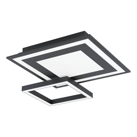 EGLO connect.z Smart-Home LED Panel Savatarila-Z, ZigBee, App und Sprachsteuerung Alexa, Lichtfarbe einstellbar (warmweiß-kaltweiß), RGB, dimmbar, Metall Deckenlampe schwarz