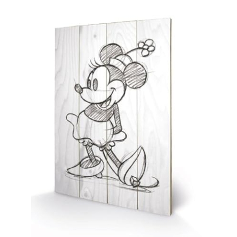 Pyramid International Minnie Mouse Holzdruck, skizziert, 40 x 59 cm, Holz, Mehrfarbig, 40 x 59 x 1.3 cm