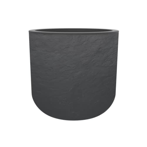 EDA - Blumentopf, rund, 50 cm, Volcania'Up 67 l, Steinoptik, einwandig, Wasserspeicherbereich, Ø 48,5 x H.46,2 cm, Anthrazitgrau