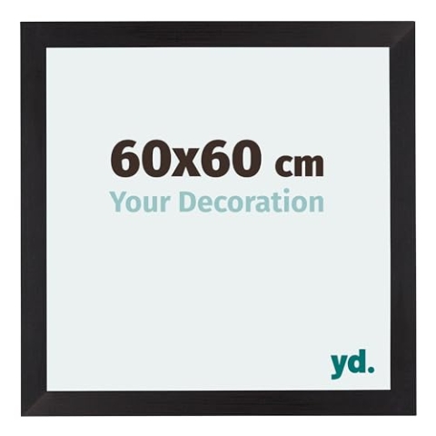 yd. Your Decoration - Bilderrahmen 60x60 cm - Schwarz Gemasert - Billderrahmen aus MDF mit Acrylglas - Antireflex - 60x60 Rahmen - Mura
