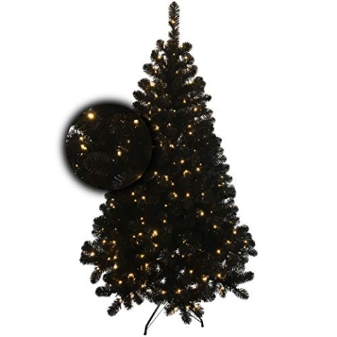 Excellent Trees Künstlicher Weihnachtsbaum Tannenbaum Christbaum Schwarz LED Stavanger Black 150 cm mit Beleuchtung, 250 Lämpchen beleuchtet