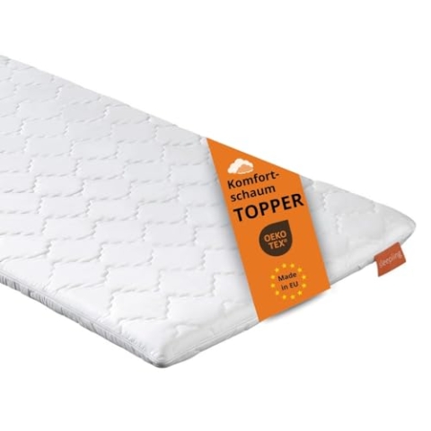 sleepling Topper 120x200cm Komfortschaum, Fester Matratzentopper 6cm dick, orthopädische Matratzenauflage, für alle Matratzen und Betten, Made in EU, Ökotex, Waschbar 60 Grad