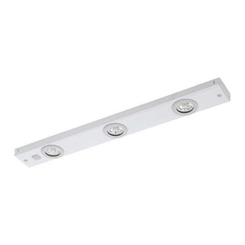 EGLO LED Unterbauleuchte Kob LED, 3 flammige Unterschrankleuchte Küche aus Metall in Weiß, Küchenlampe mit Wippschalter, LED Küchenleuchte warmweiß