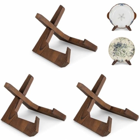 ANBOXIT Schalenständer zur Präsentation, 3er Pack 6,5-Zoll-Schalenhalter, Holz-Aufsteller, Ständer für große tiefe Schalen, Platten und Gerichte, 21,5 x 19,7 x 16,7 cm (für Schalen unter 12,7 cm Höhe)