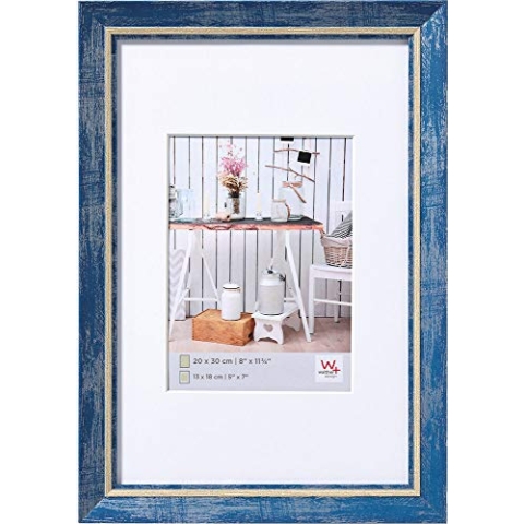 walther design Bilderrahmen blau 50 x 70 cm mit Passepartout, Chalet Designrahmen EL070L