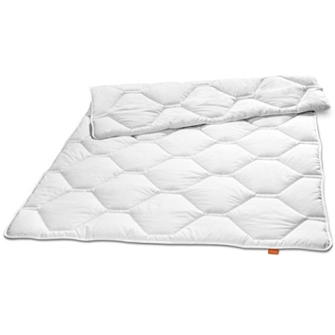 sleepling 190095 Komfort 300 Sommer Bettdecke Made in Germany Baumwolle Satin leicht 200 x 200 cm, weiß